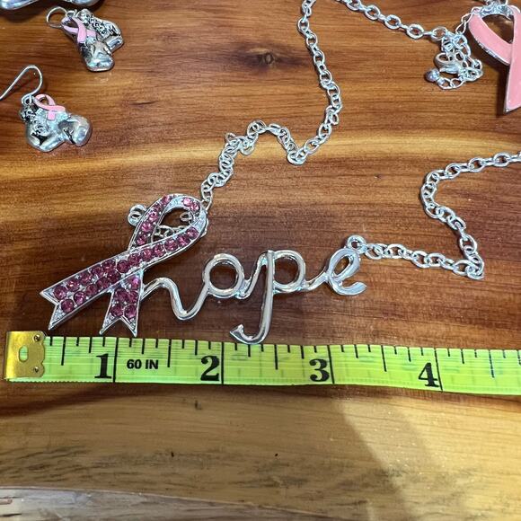 Vintage Lot Hope Pink Ribbon Cancer Awareness Support Fashion Jewelry 16 Pieces - Picture 2 of 13
